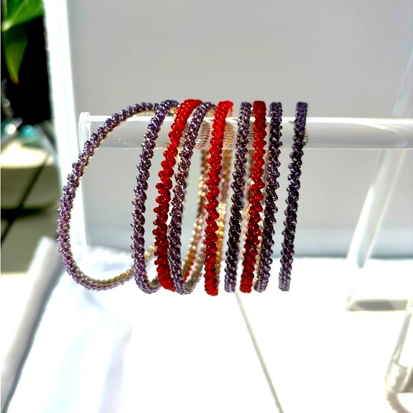 Desi Indian metal embellished bangles set - Indian/desi wedding jewelry - Picture 3 of 6